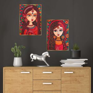 Set of Two Wall Paintings for Wall Dacoration Golden Framed Wall Paintings for Living Room & Bedroom Wall Art for Home Decoration & Office Wall DΓ©cor (14x11 inch CH-GD2-12)